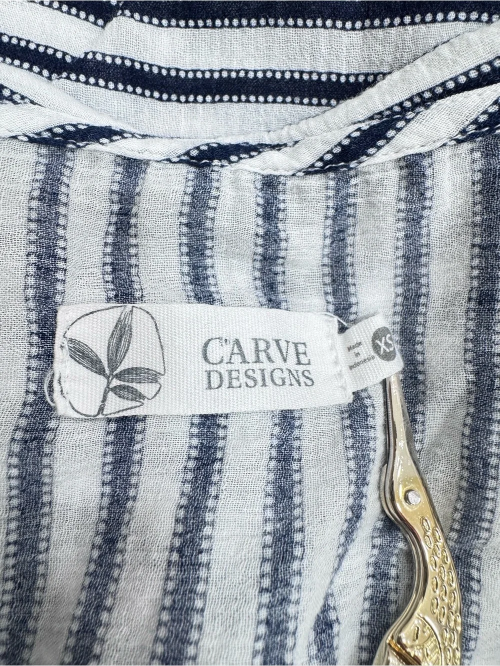 Carve Designs Harper Beach Hoodie Swim Cover Up Navy Haku Size XS blue white